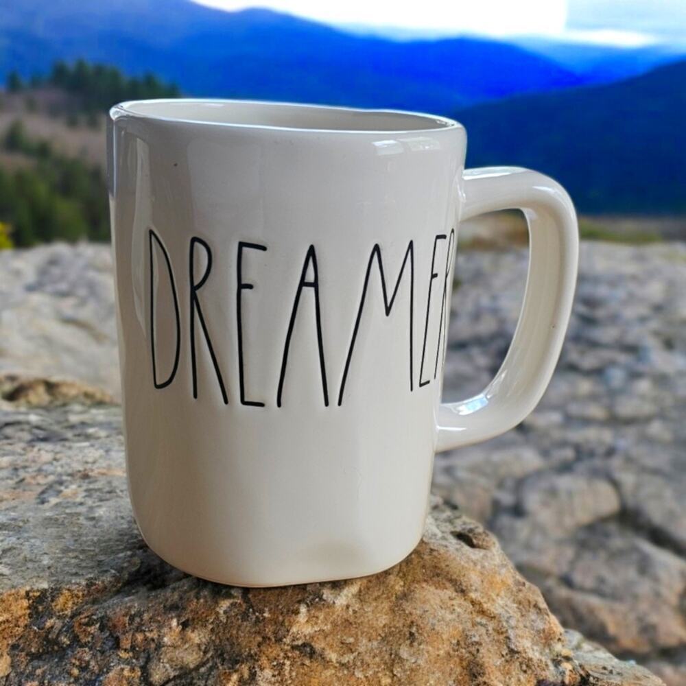 Rae Dunn DREAMER Mug White Black LL Large Letter Coffee Tea Cup New